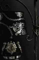 detail table lamp with shade embroidered classic ornaments
