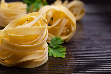 Traditional dry fettuccine pasta