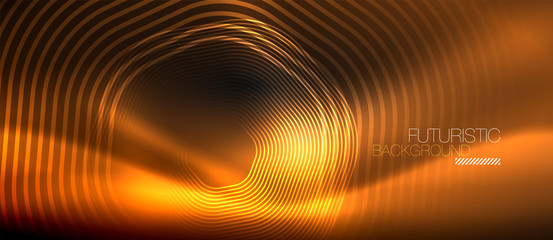 Neon glowing lines, magic energy space light concept, abstract background wallpaper design
