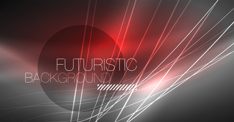 Digital technology abstract background - neon geometric design. Abstract glowing lines. Colorful techno background. Futuristic shape.