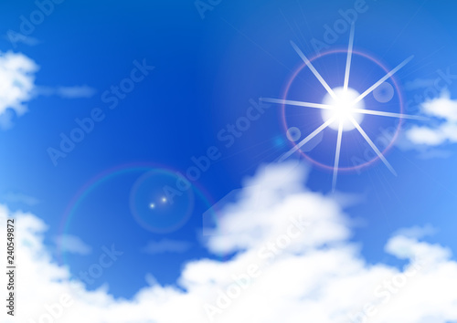 夏の太陽と青空と雲の背景素材テクスチャベクターイラスト Fotolia Com