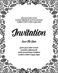 Invitation Card Hand Lettering Floral Vector Illustration
