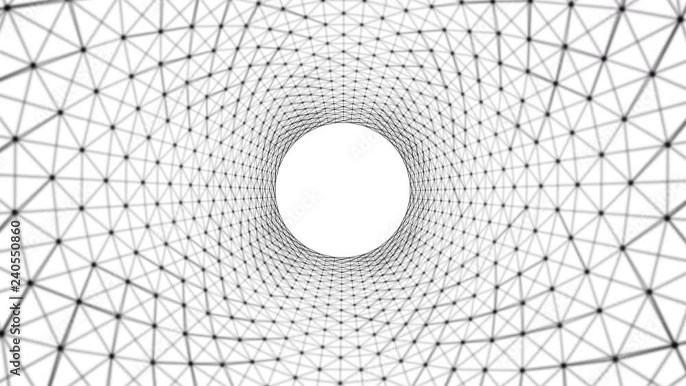 Poster circles spiral of architecture structure tunnel shape on white background, optical illusion. abstrac