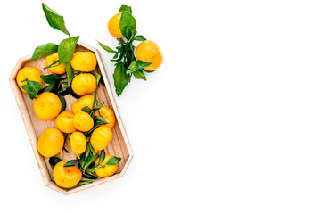 branch of mandarins for New Year and Christmas celebration on white background top view mockup
