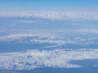 Blue sky clouds seen from airplane beautiful with blue sky background nature.