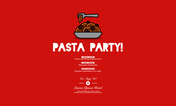 Pasta Party Invitation Design With Where And When Details