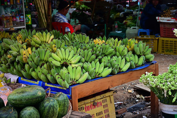 Phnom Penh, Cambodia. - June 21, 2018 : The food market in Phnom Penh.