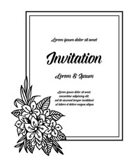 save the date invitation card design floral hand draw vector art
