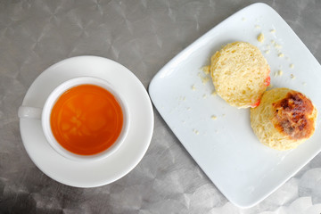 English scones set served on a table  in local restaurant in Cameron Highlands.