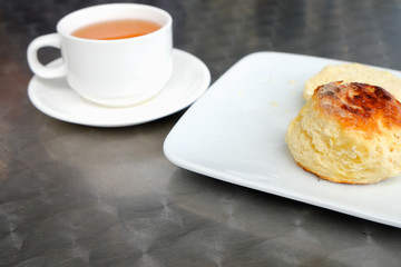 English scones set served on a table  in local restaurant in Cameron Highlands.
