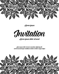save the date invitation card design floral hand draw vector art