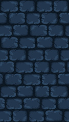 Cartoon seamless navy blue stone tile pattern, vector background for mobile gui design.