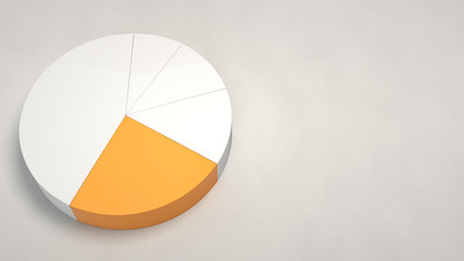 White pie chart with one orange sector