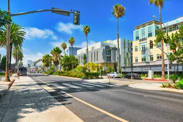 Foto op Canvas Uitzicht op de stad, Santa Monica-straten - een voorstad van Los Angeles. Californië.VS. © BRIAN_KINNEY