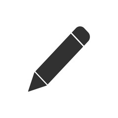 Pen or pencil icon, vector illustration isolated on white background. Flat design style