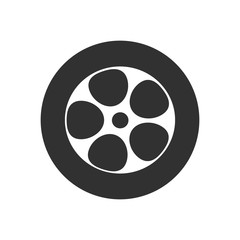 Car wheel icon isolated on white background. Tire service concept silhouette, pictogram. Logo garage, vehicle maintenance, road sign. Vector illustration flat design