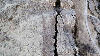 drone photo of mid-atlantic ridge fault line in iceland