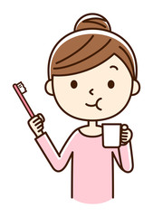 口をゆすぐ　女性