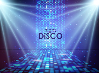 Disco abstract background. Disco ball texture. Spot light rays