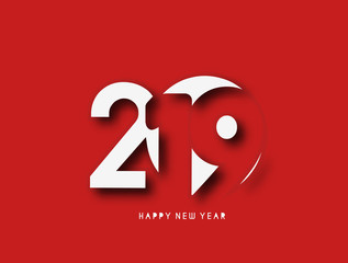 Happy New Year 2019 Text Design  Patter, Vector illustration.