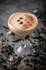Alcoholic or non-alcoholic coffee cocktail with liqueur, whiskey, cream. Cool drink. Easy Bartenders Recipes and Ideas