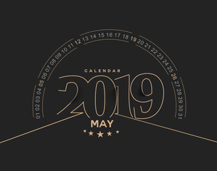 Happy new year 2019 May Calendar - New Year Holiday design elements for holiday cards, calendar banner poster for decorations, Vector Illustration Background.