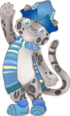 Snow leopard in a hat