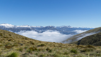 Fototapeta na wymiar Early morning hike to the top of Ben Lomond mountain, New Zealand