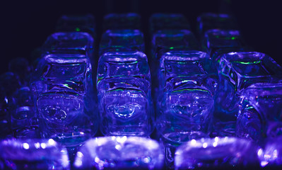 blue glass in bar for decoration