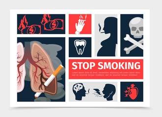 Flat No Smoking Infographic Template