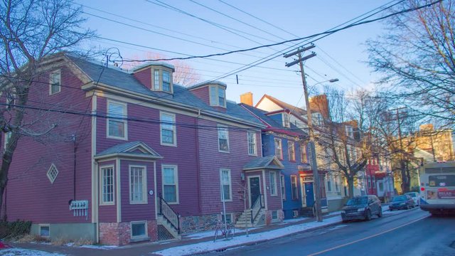 Halifax, Nova Scotia- 19th Century Houses on Brenton & Morris Street in Winter