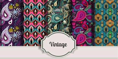 Vintage seamless patterns