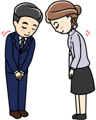 男性女性会社員OL-おじぎ、挨拶、礼