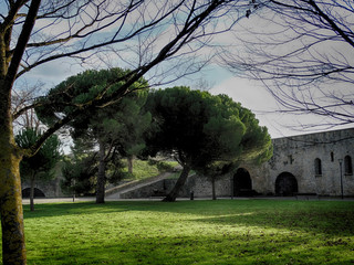 Pamplona Garden Scene in Navarre Spain - Sunset by the fortified old city