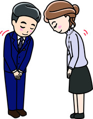 男性女性会社員OL-おじぎ、挨拶、礼