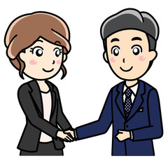 男性女性会社員OL-握手、挨拶、礼