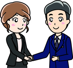 男性女性会社員OL-握手、挨拶、礼