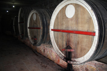 ARENI, ARMENIA - December 06, 2018: Areni winery factory interior, traditional Armenian wine factory. Wine Cellar Storage.