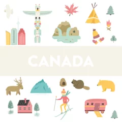 Fotobehang Canada cartoon vector banner. Travel illustration © danceyourlife