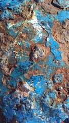 Blue metal rusted. Rusted background. Rugged paint. Old metalic surface