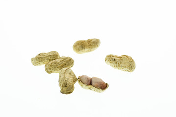 Peanuts on a white background