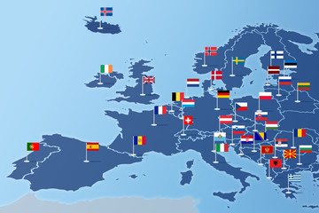 Europa Infografika z flagami państw