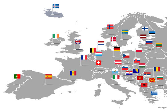 Europa Infografika z flagami państw