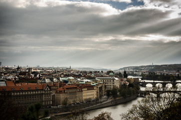 PRAGUE, CZECH REPUBLIC - 26 october 2018: Views over the city Prague in the Autumn