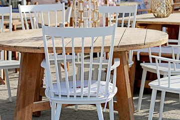 tables and chairs in the open air, cafe, restaurant