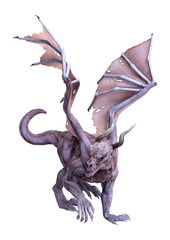 3D Rendering Fairy Tale Dragon on White