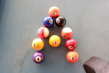 arranged billiard balls