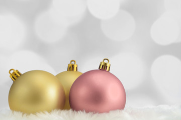Christmas Decoration Balls on Abstract White Background.