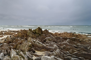 Rocky coast of the Audierne bay in Brittany