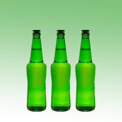 Beer bottles. Isolated on a colored background.